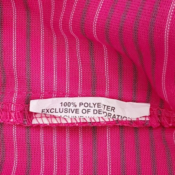 PGA Tour Mens XXL Pink Striped Short Sleeve Polo Shirt 100% Polyester - Picture 6 of 6